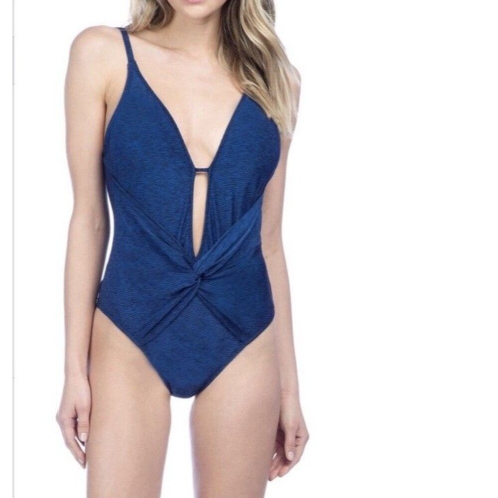 Womens La Blanca Midnight Rain Twist Front Lingerie Mio Swimsuit Size 6 Blue